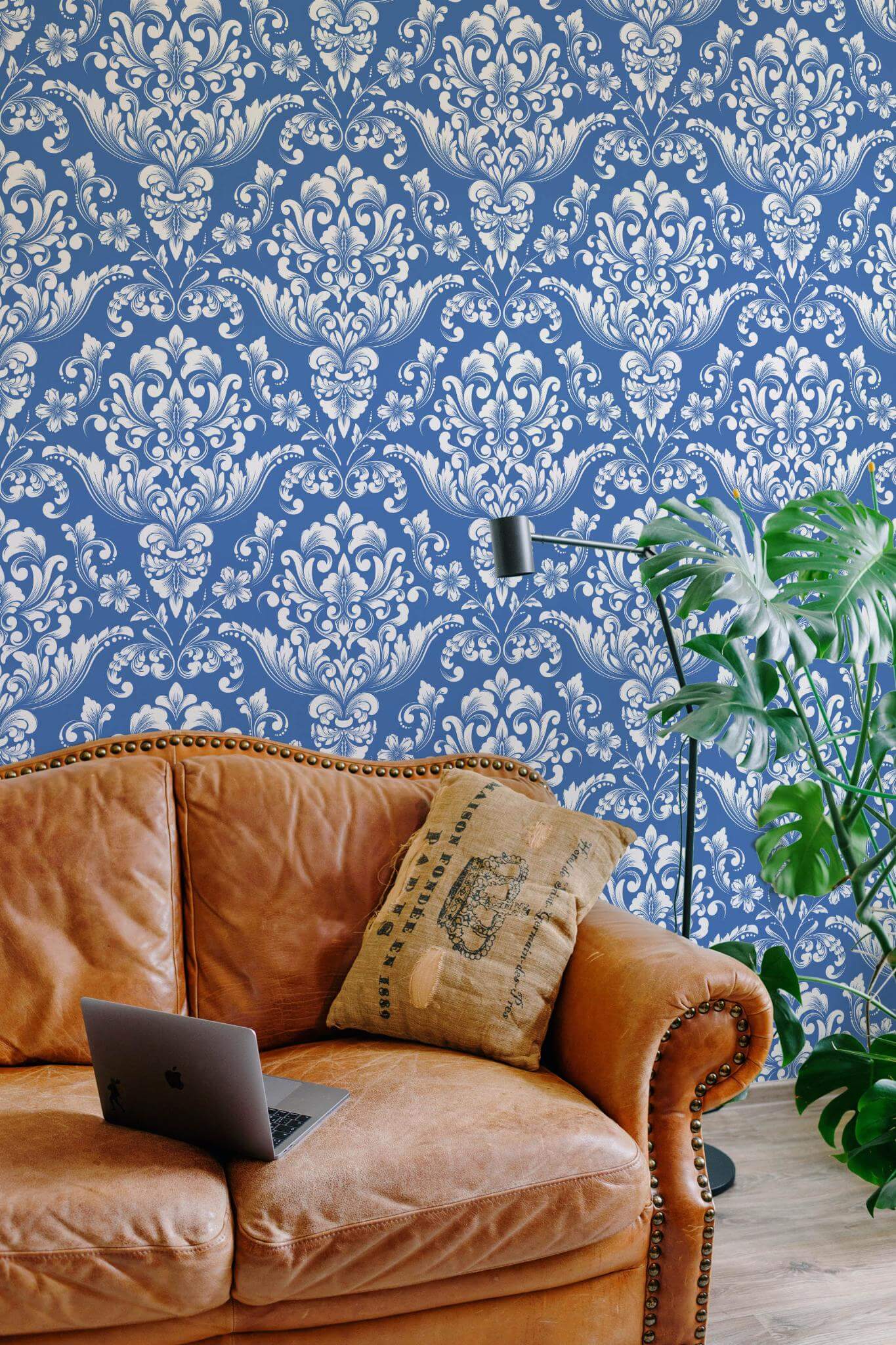 Blue Damask Wallpaper