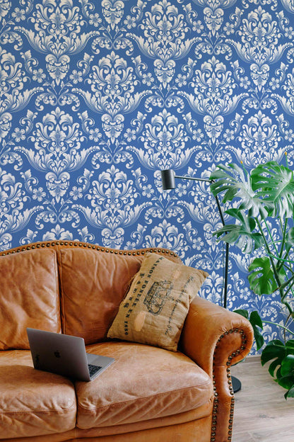 Blue Damask Wallpaper