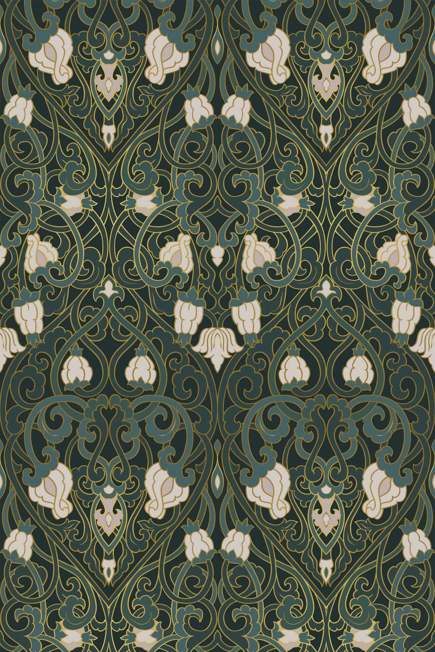 Sage Green Floral Wallpaper