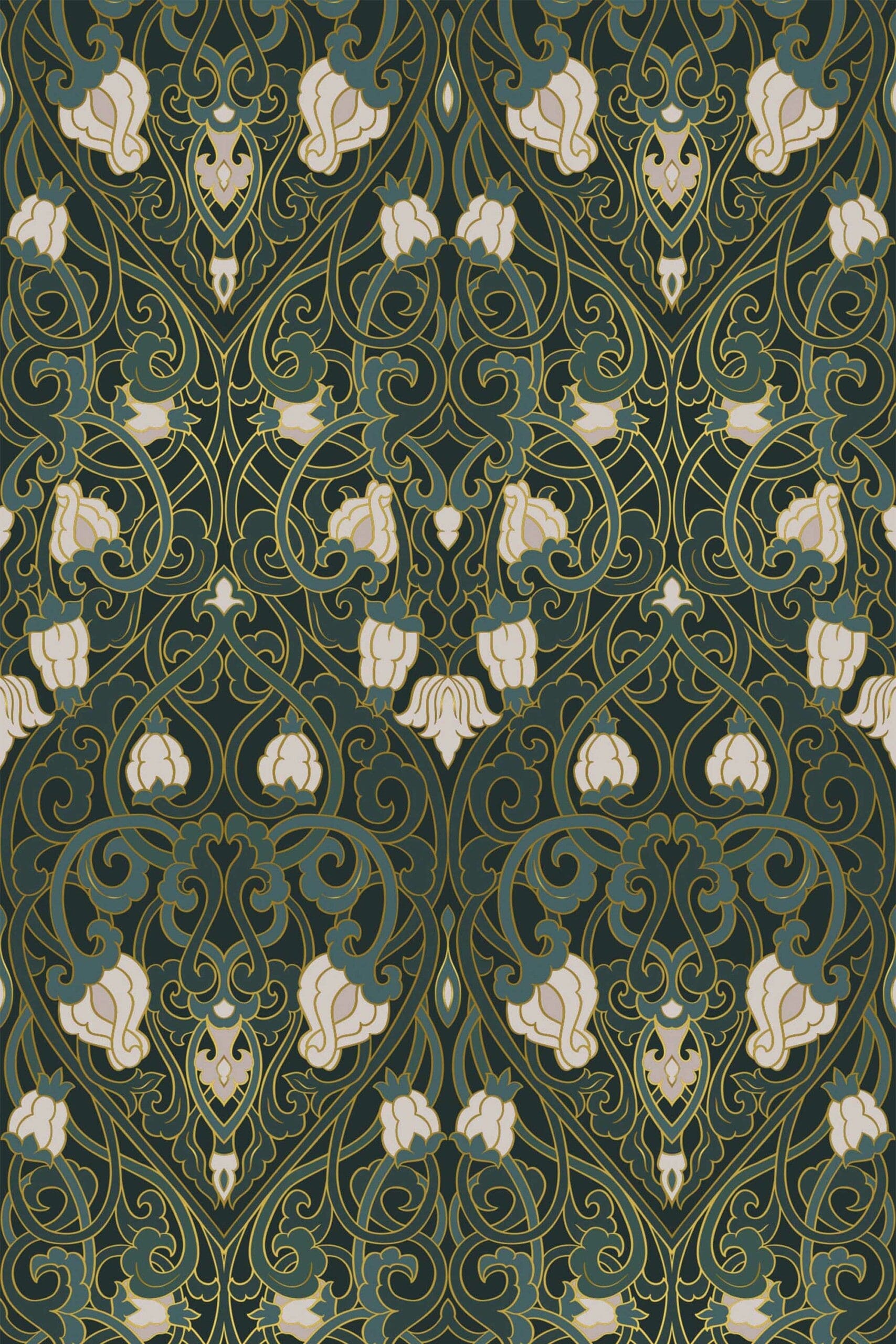 Sage Green Floral Wallpaper