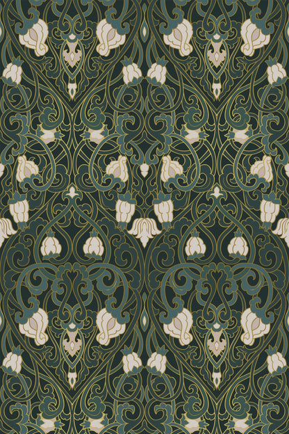 Sage Green Floral Wallpaper