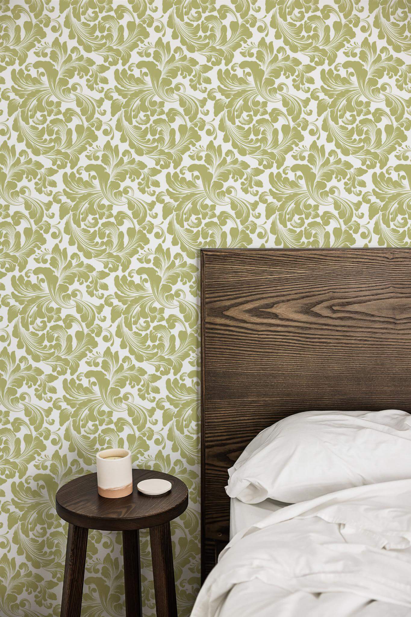 Green Damask Wallpaper