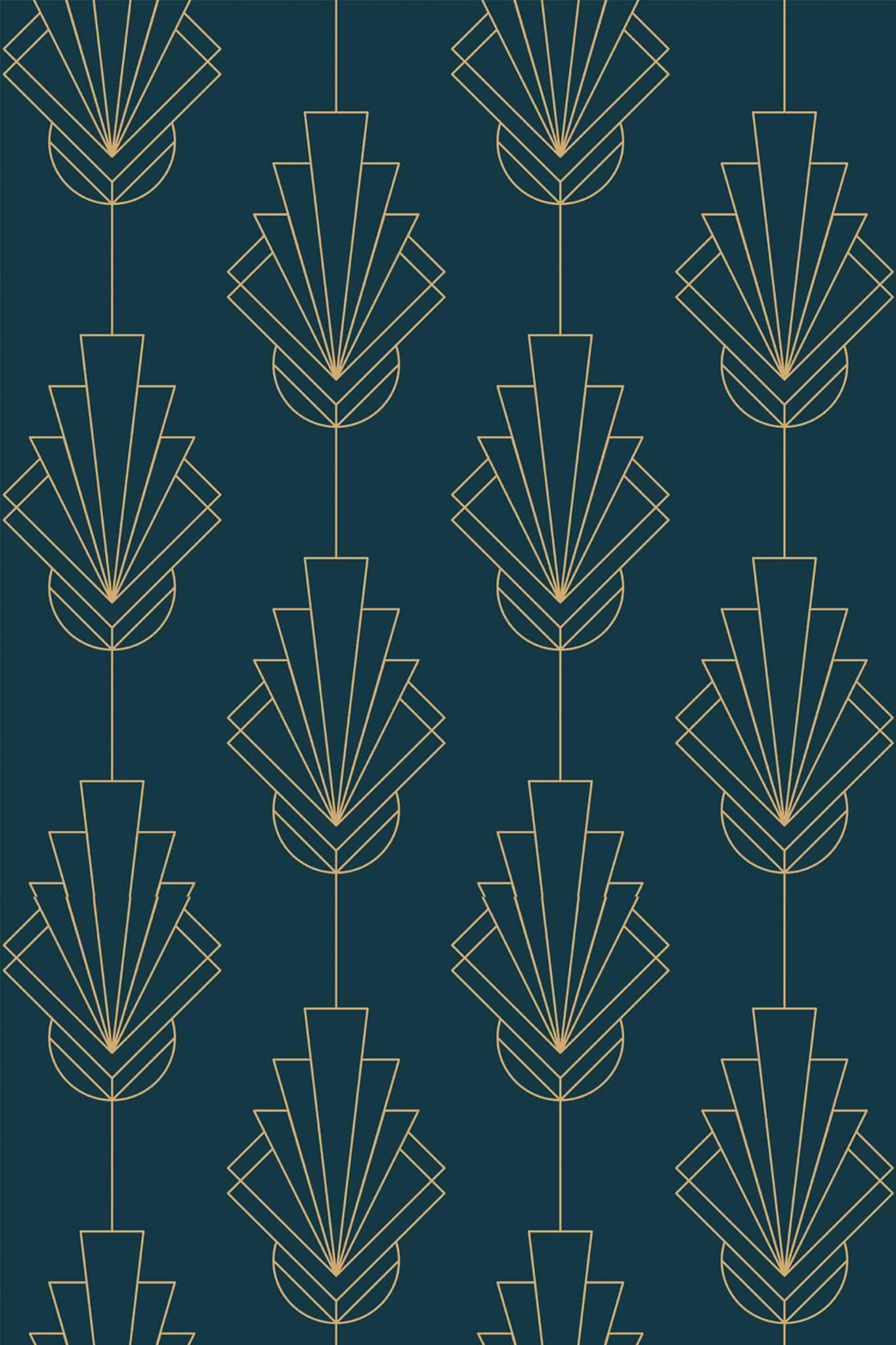 Blue Art Deco Wallpaper