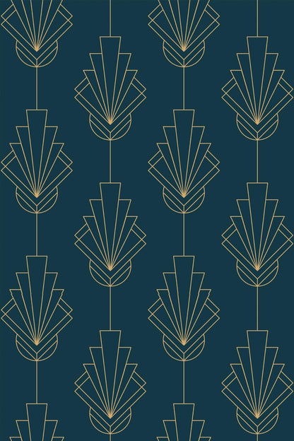 Blue Art Deco Wallpaper