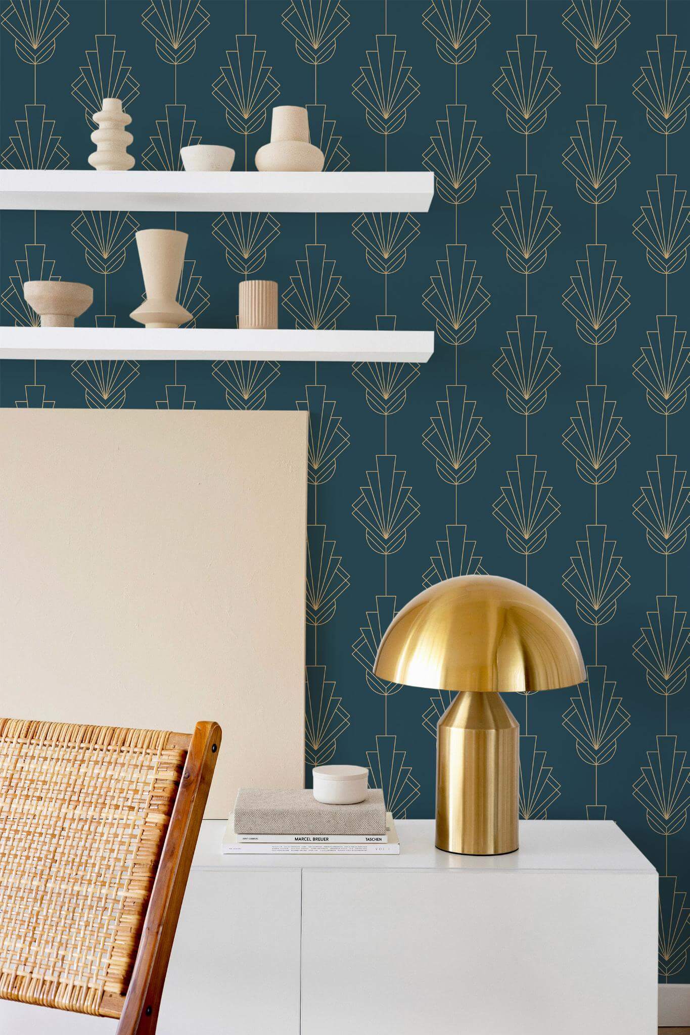 Blue Art Deco Wallpaper