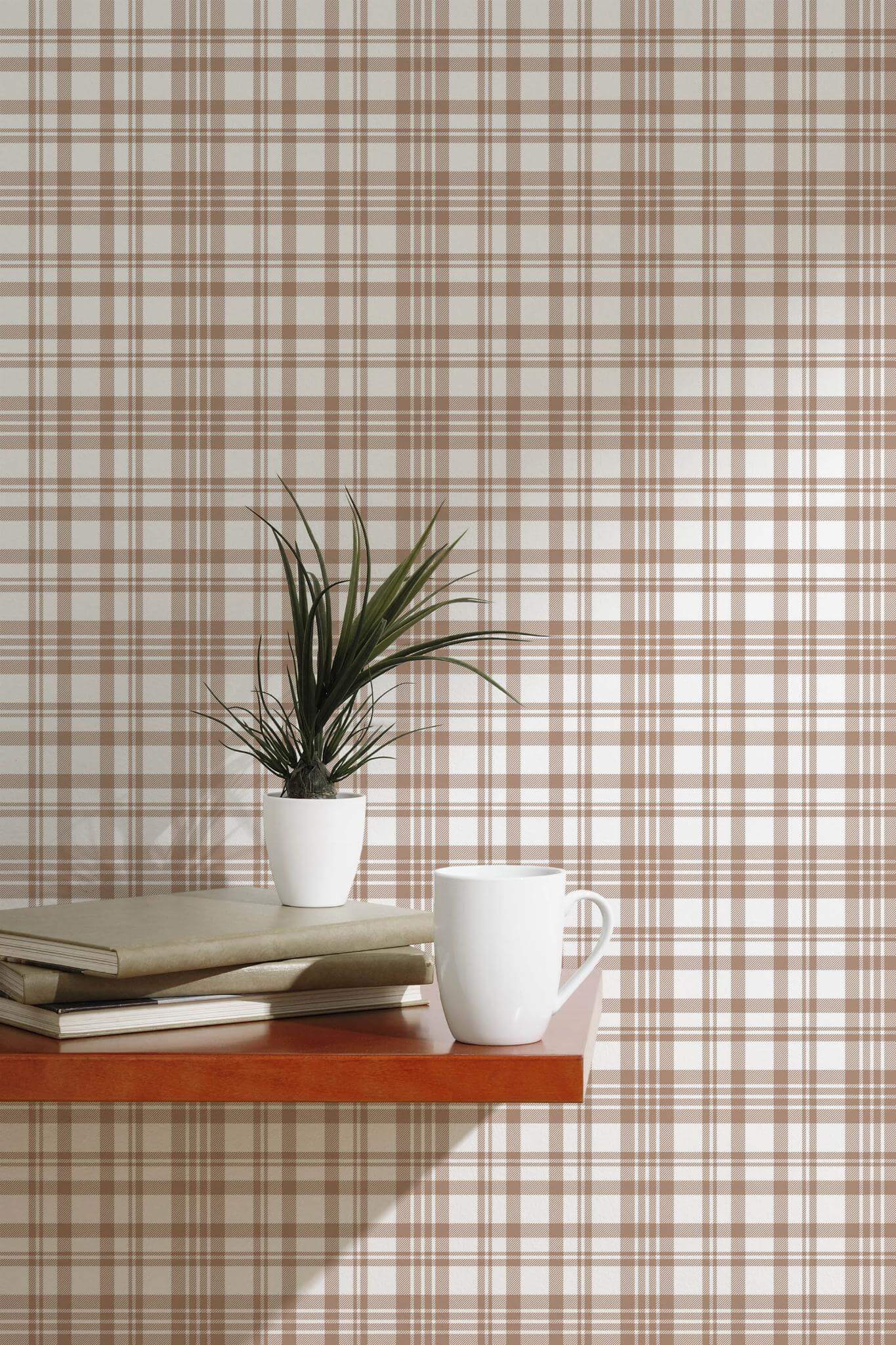 Neutral Plaid Wallpaper