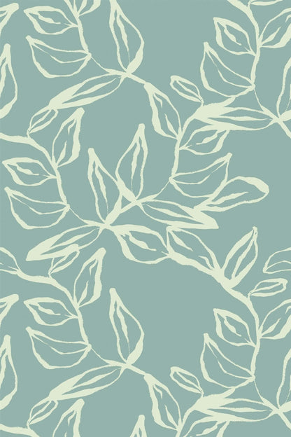 Sage Green Leaves Wallpaper