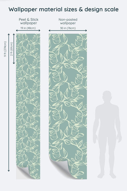 Sage Green Leaves Wallpaper