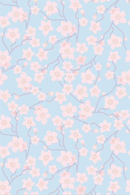 Blue Pink Flower Wallpaper