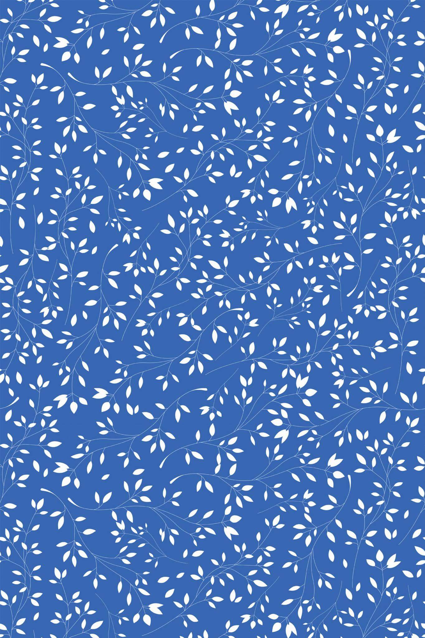 Blue and White Leaf Wallpaper