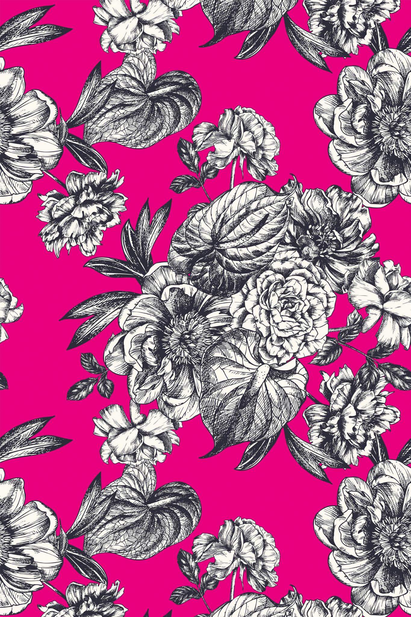 Hot Pink Floral Wallpaper