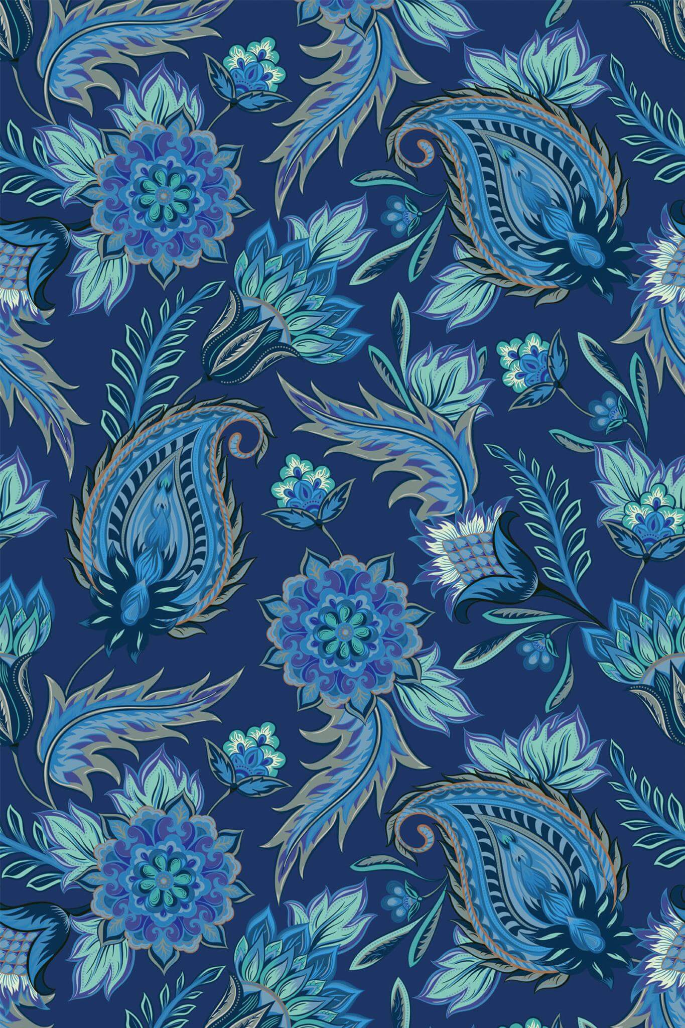 Blue Paisley Wallpaper