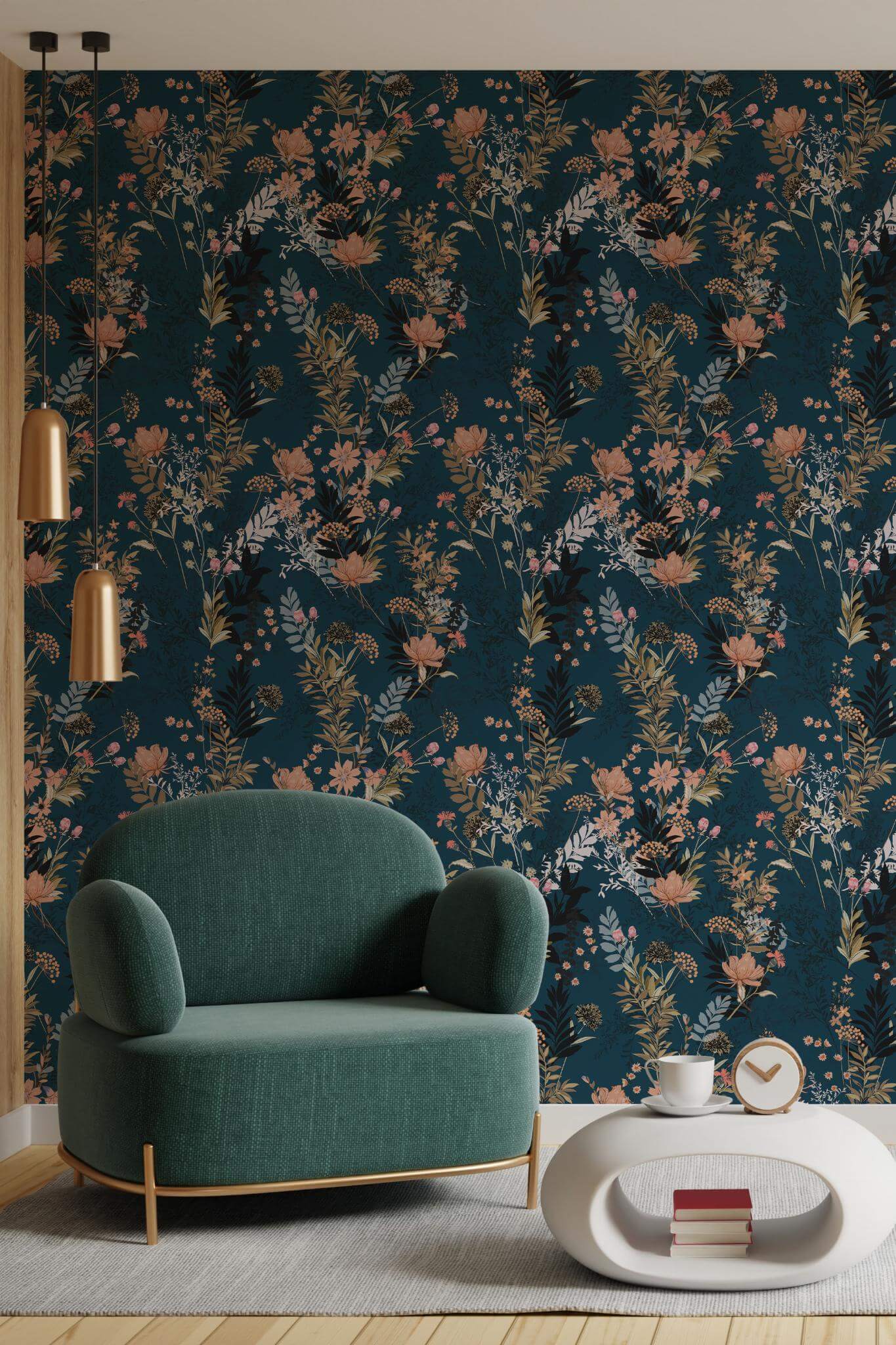 Dark Vintage Floral Wallpaper