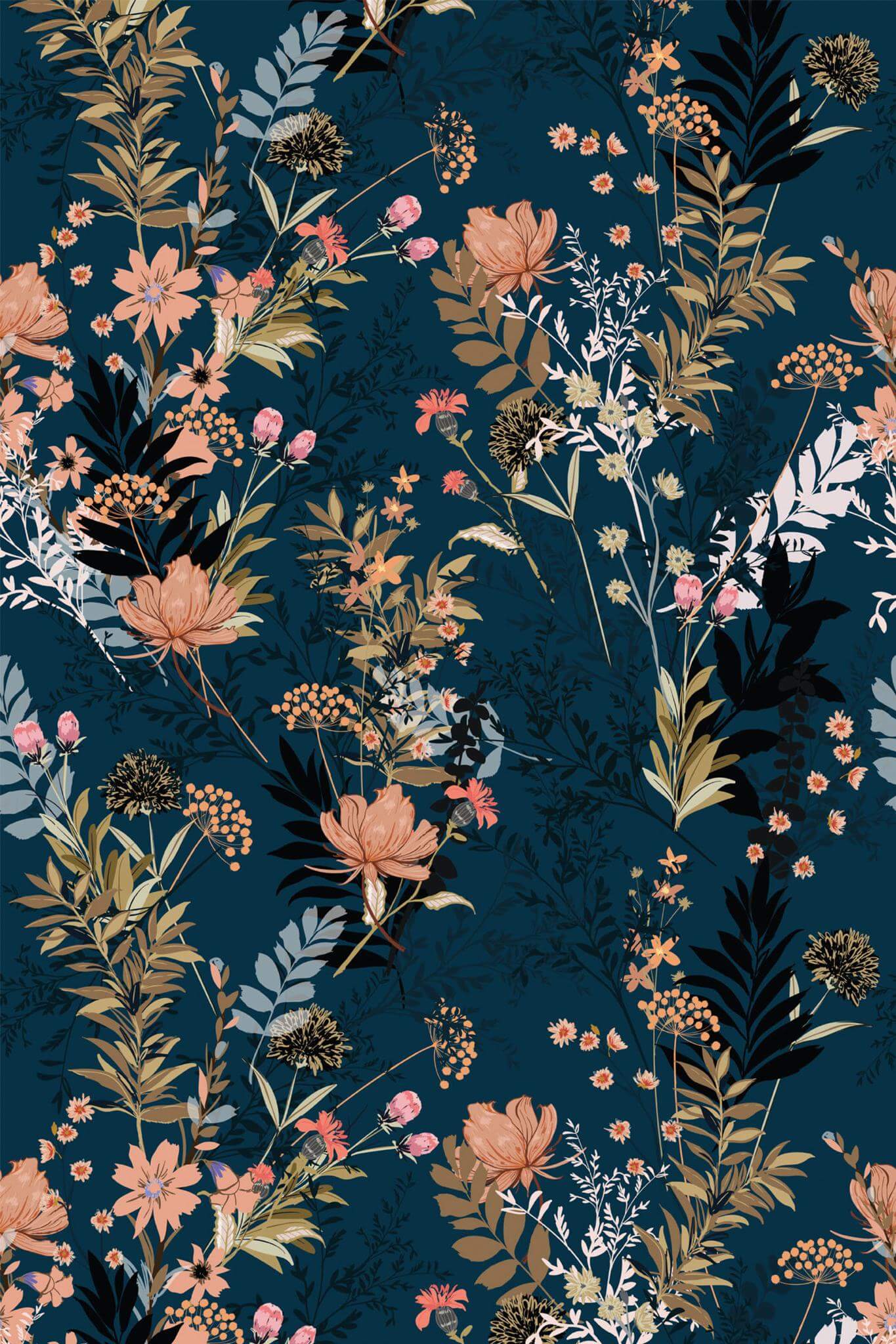 Dark Vintage Floral Wallpaper