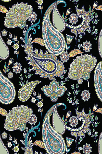 Black Paisley Pattern Wallpaper