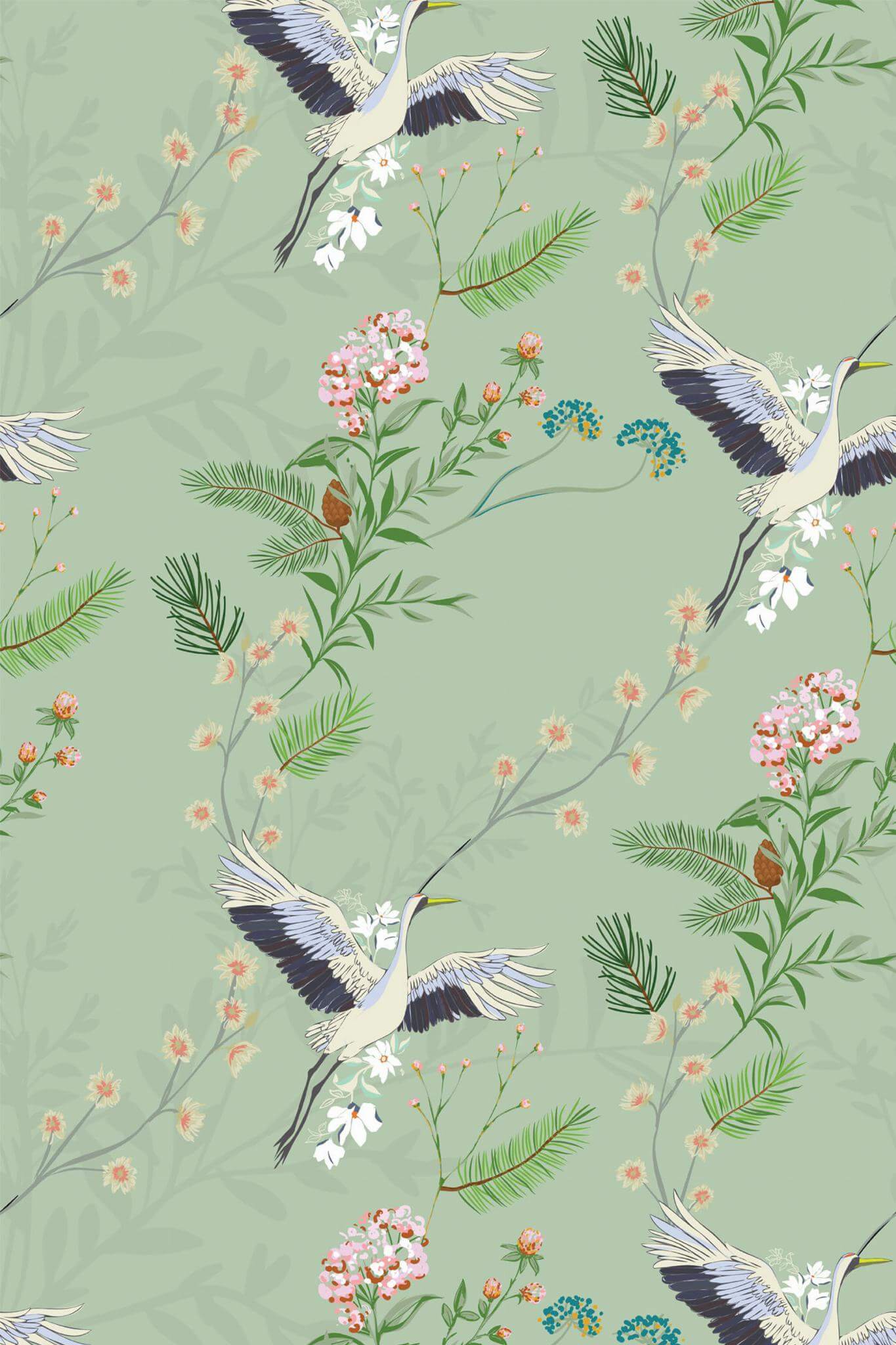 Green Chinoiserie Wallpaper