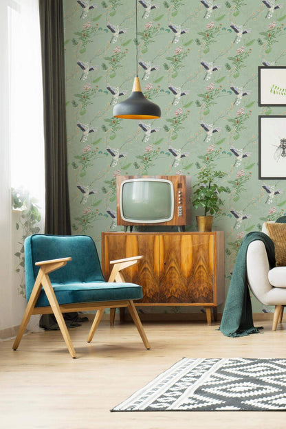 Green Chinoiserie Wallpaper