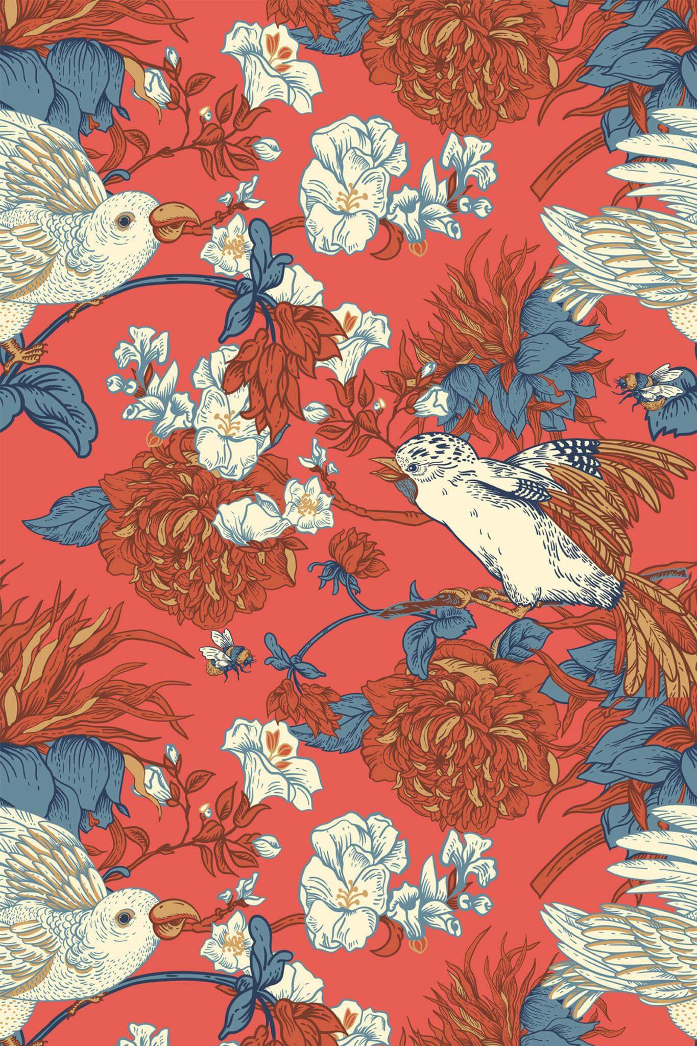 Red Chinoiserie Wallpaper