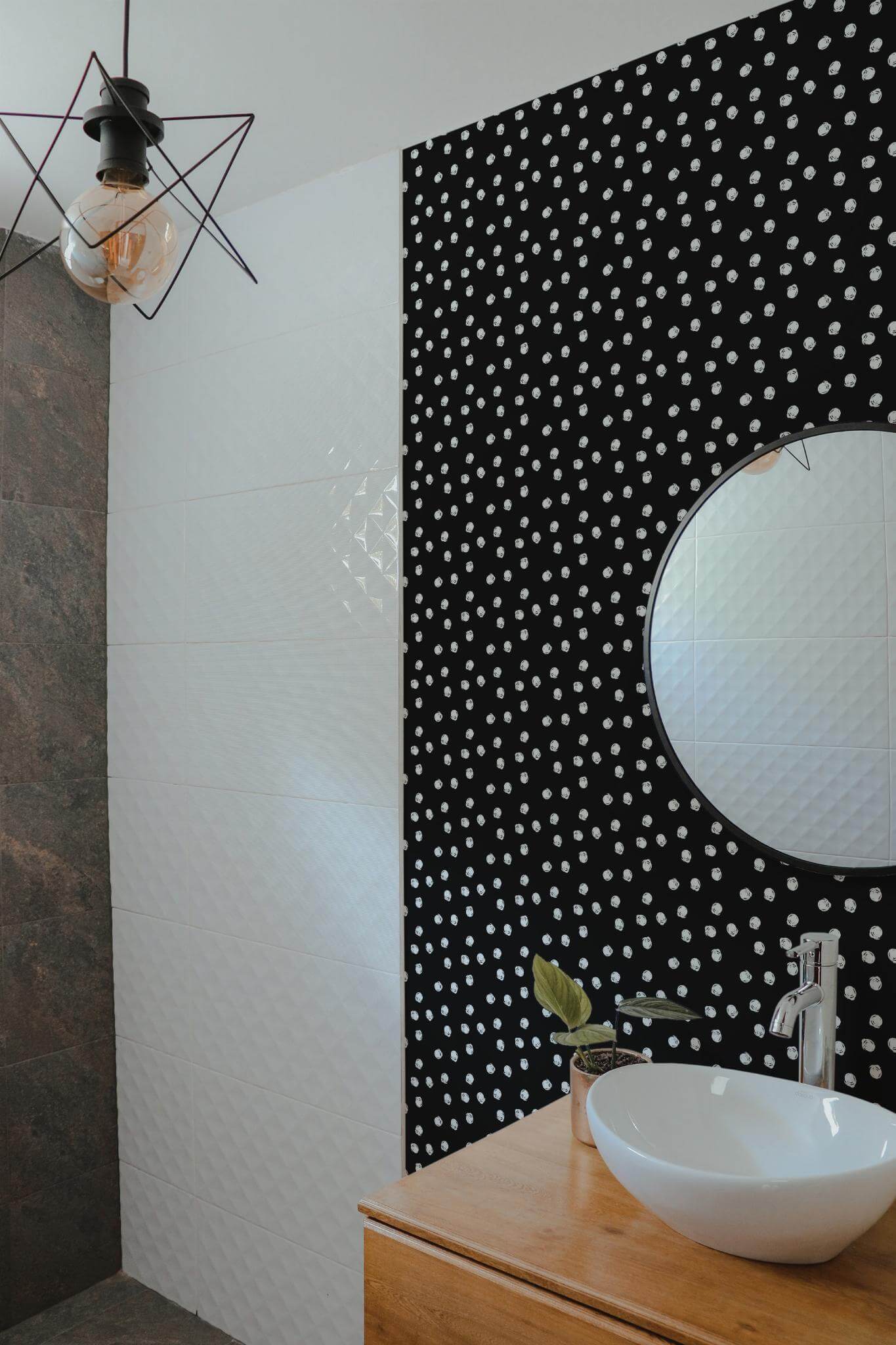 White and Black Polka Dot Wallpaper